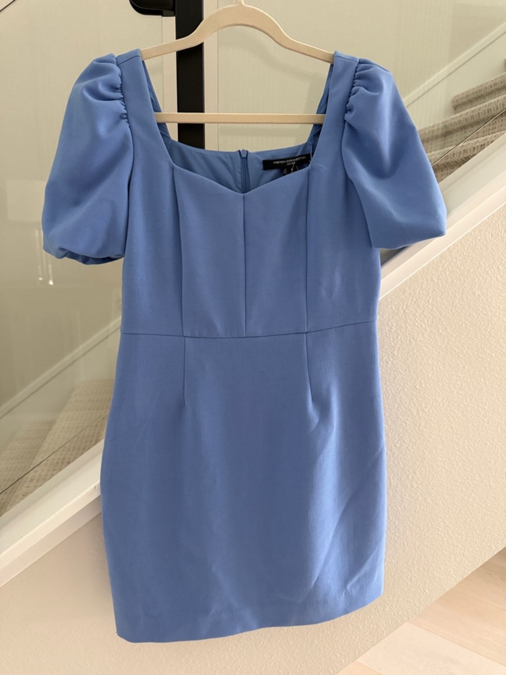 French Connection Sky Blue Puff Sleeve Mini Dress